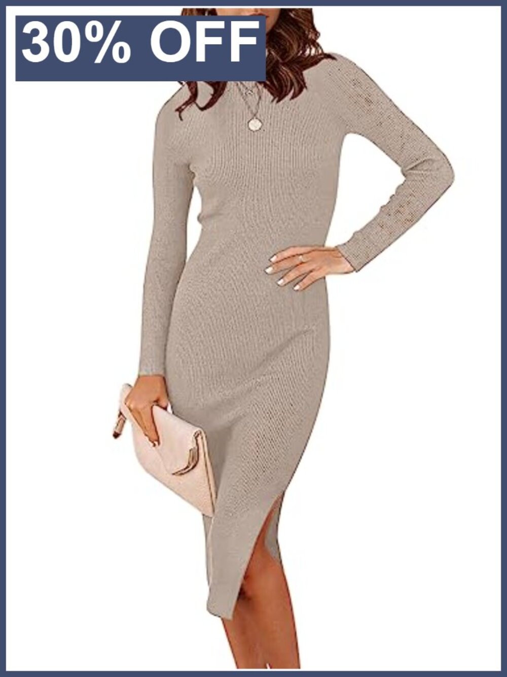 Mock Neck Long Sleeve Bodycon Mini Sweater Dress Slim Fit Knit